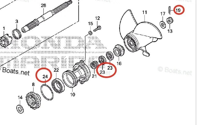 Lower Unit Seal Kit for Honda BF25D BF30D (91252-ZW4-003, 91351-ZV7-003)