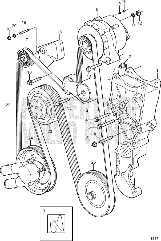 Serpentine Drive Belt for Volvo Penta 4.3 5.0 5.7 Gi GL GXi Si (OEM 3860086)