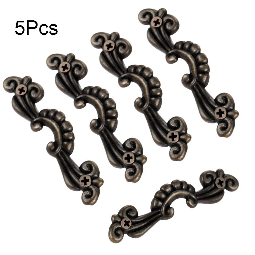 5pcs Antique Bronze Flower Cabinet Drawer Knob Pull Handle for Jewelry Box