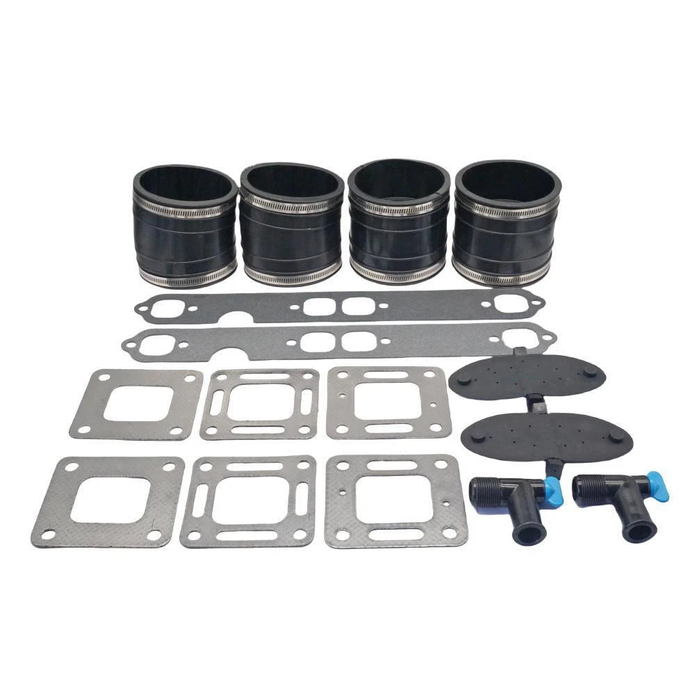 Exhaust Manifold Kit with Gasket & Drain Elbow for Mercruiser 4"