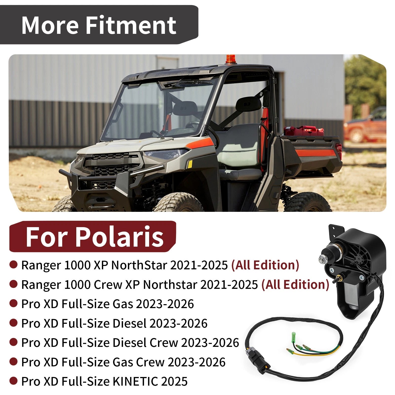 Windshield Wiper Motor for Polaris Ranger Crew XP 1000 NorthStar (2637637, 2639007)