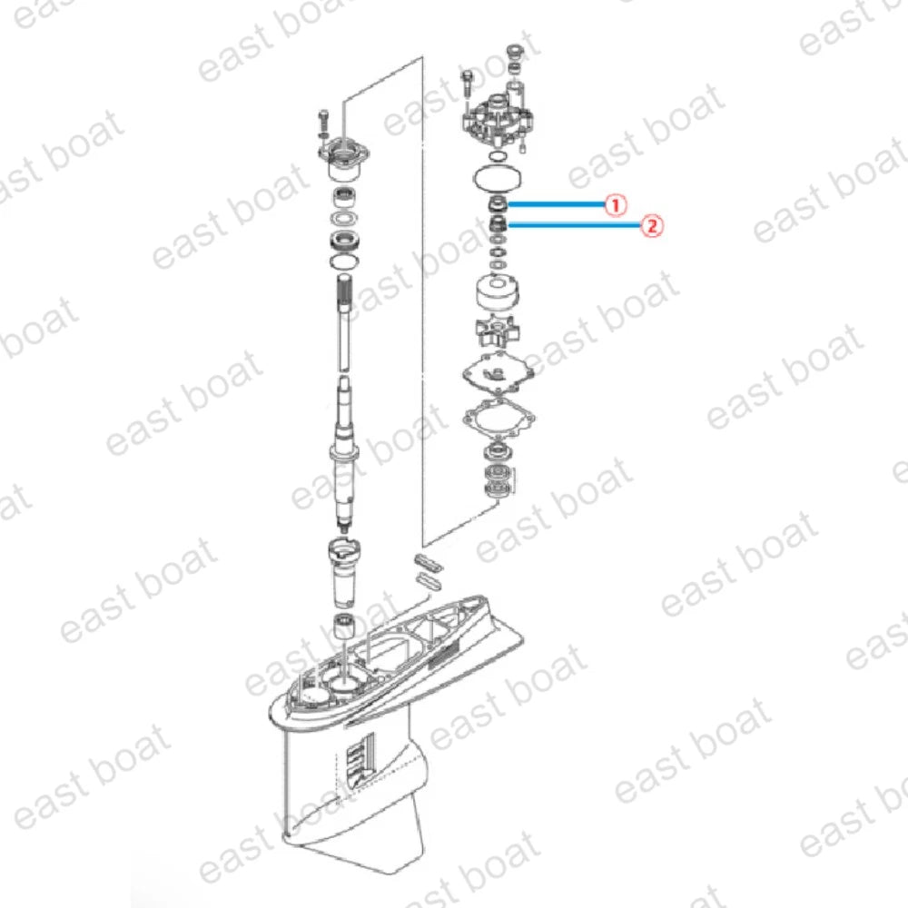 Driver Shaft Space & Collar for Yamaha Outboard 50-300 HP (61A-45538, 61A-45527)