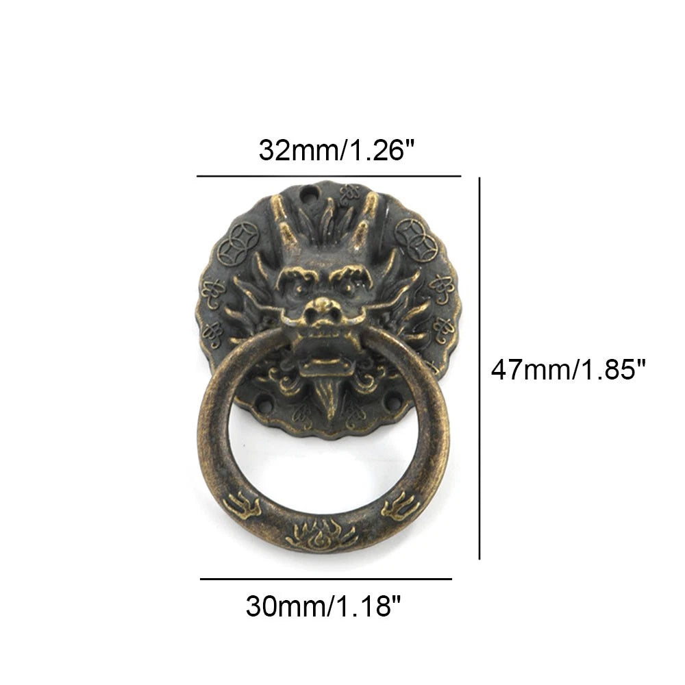 Set of 4 Antique Dragon Head Cabinet Knobs for Drawer Door Hardware
