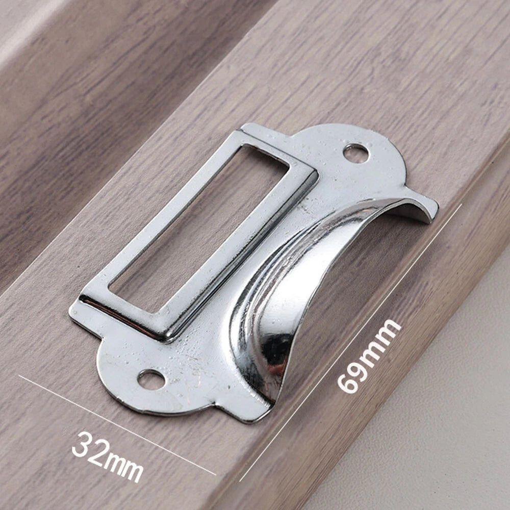 Set of 6 Drawer Cabinet Frame Label Tag Shell Pull Handles