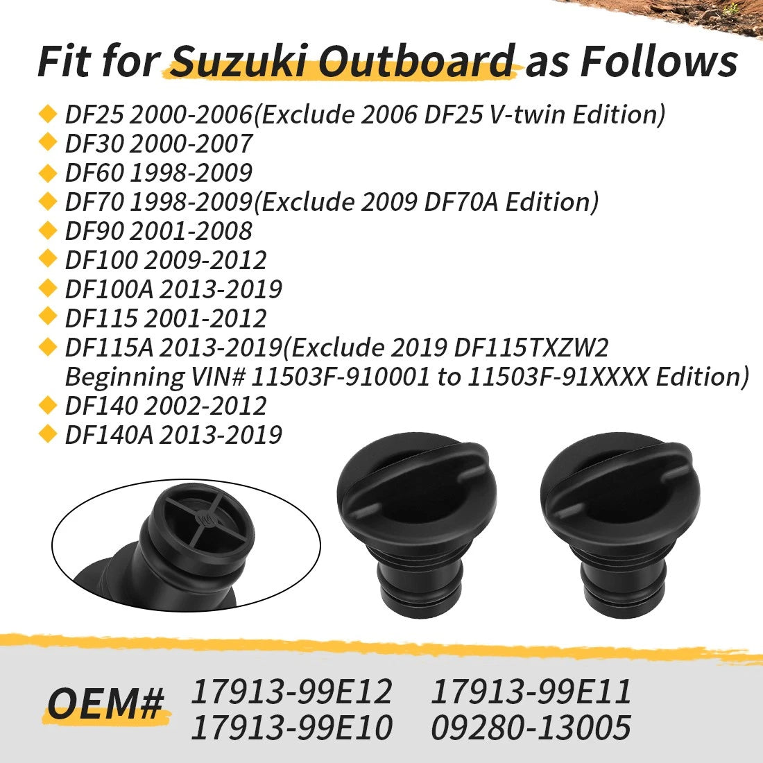 2 Water Flush Plug & Gasket for Suzuki Outboard (25-140 HP)