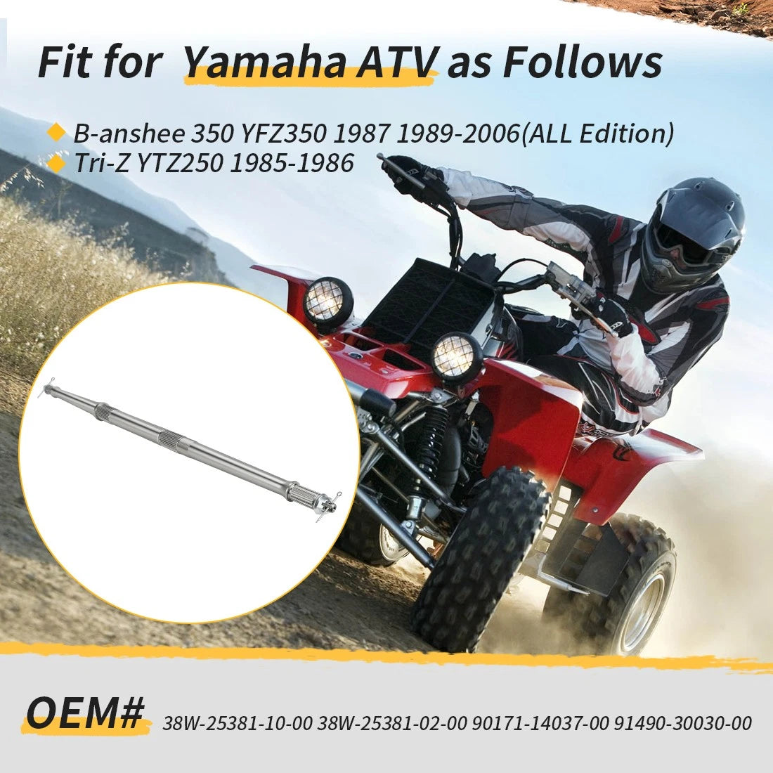 Rear Axle Shaft with Nuts Pins Kit for Yamaha YFZ350 Banshee 350 (1987–2006)