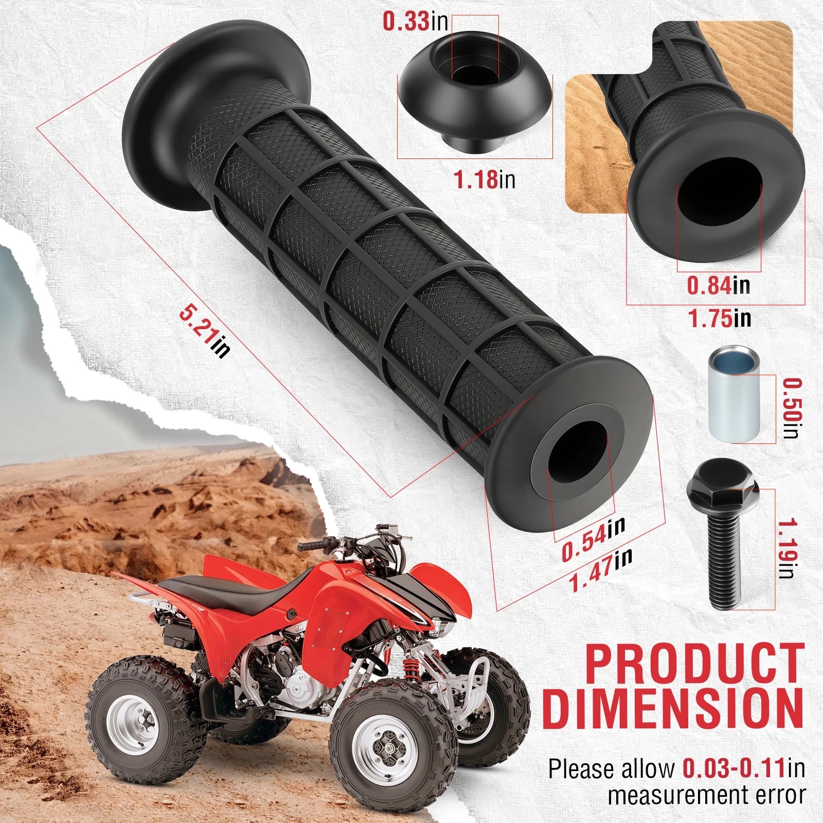 Handle Grips w/ Bar End Guard for Honda Foreman 500 TRX500FE/FM/TM/FPE (2005–2007)