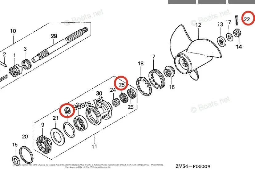 Lower Gearcase Seal Kit for Honda 35HP 40HP 45HP 50HP (91252-ZV5-003, 91351-ZV5-003)