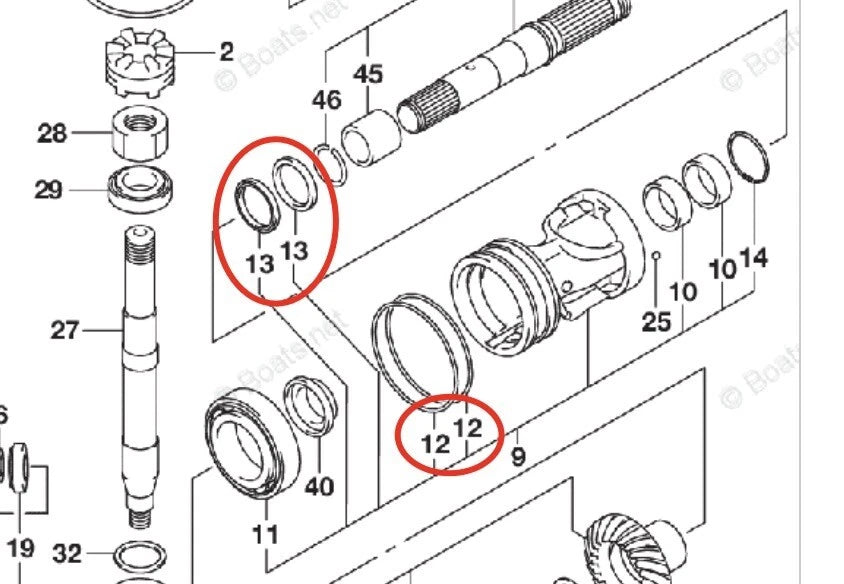 Lower Gearcase Oil Seal Kit for Suzuki 4 Stroke 325HP 350HP (09282-45001, 09280-00047)