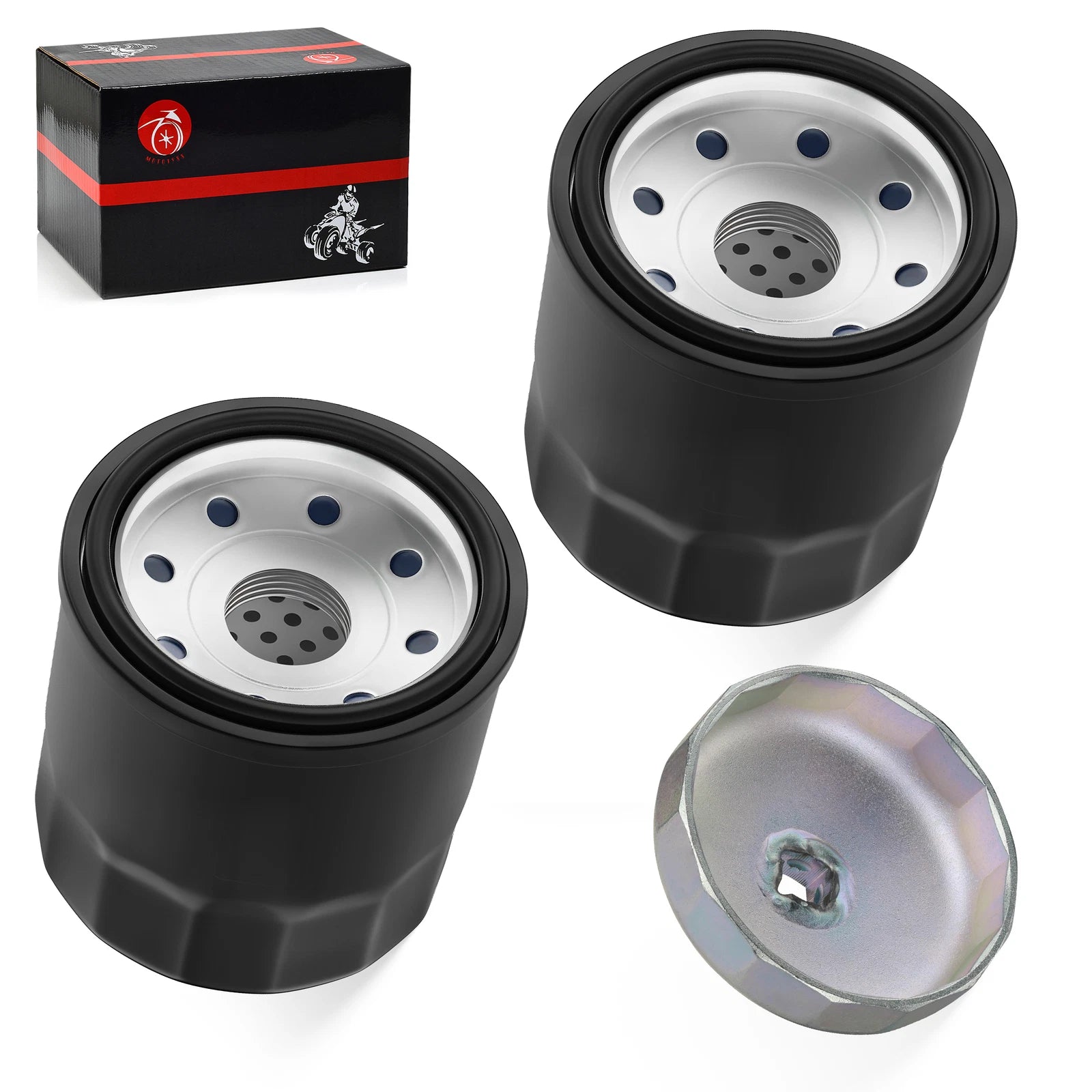 2 Oil Filters w/Tool for Yamaha Grizzly YFM350 YFM400 YFM450 YFM550 YFM660 YFM700