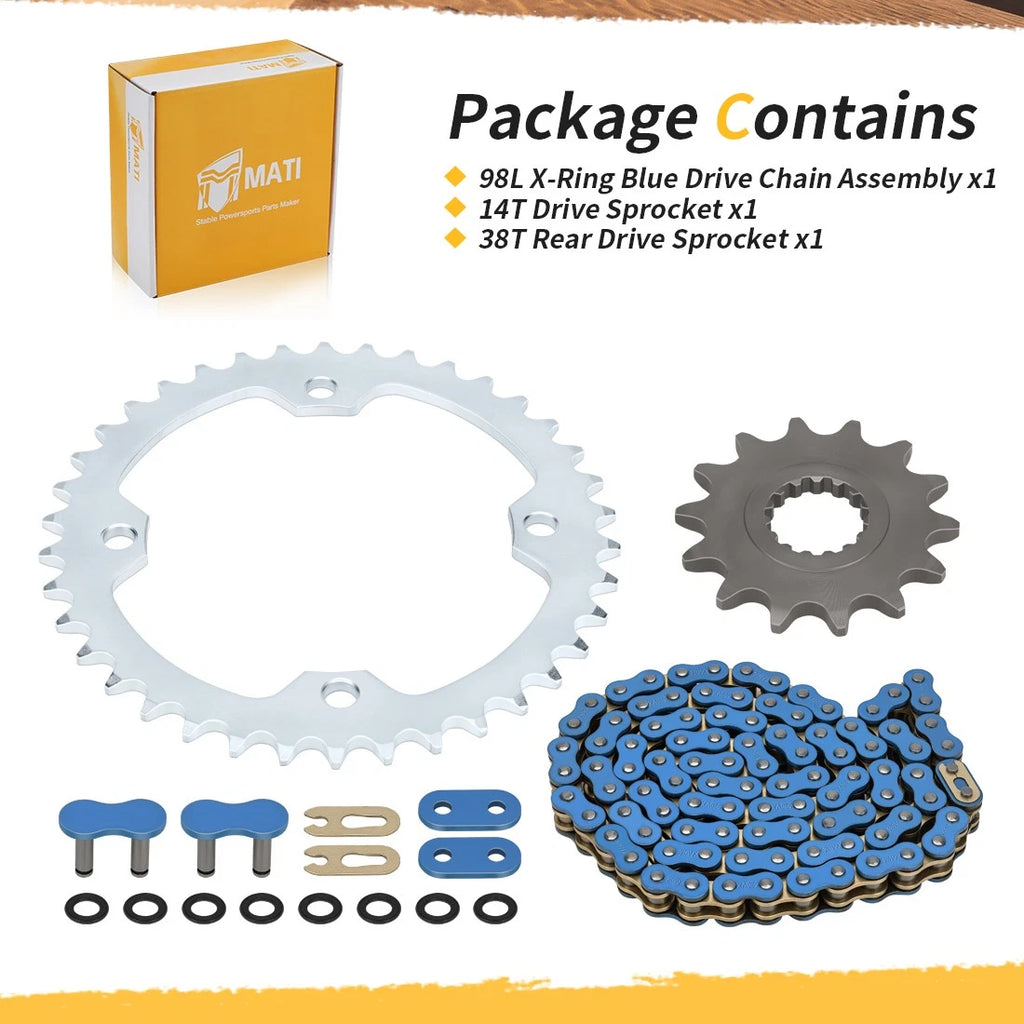 X-Ring Chain 98 Links & Drive Sprocket for Yamaha Raptor 700 (2006–2024)