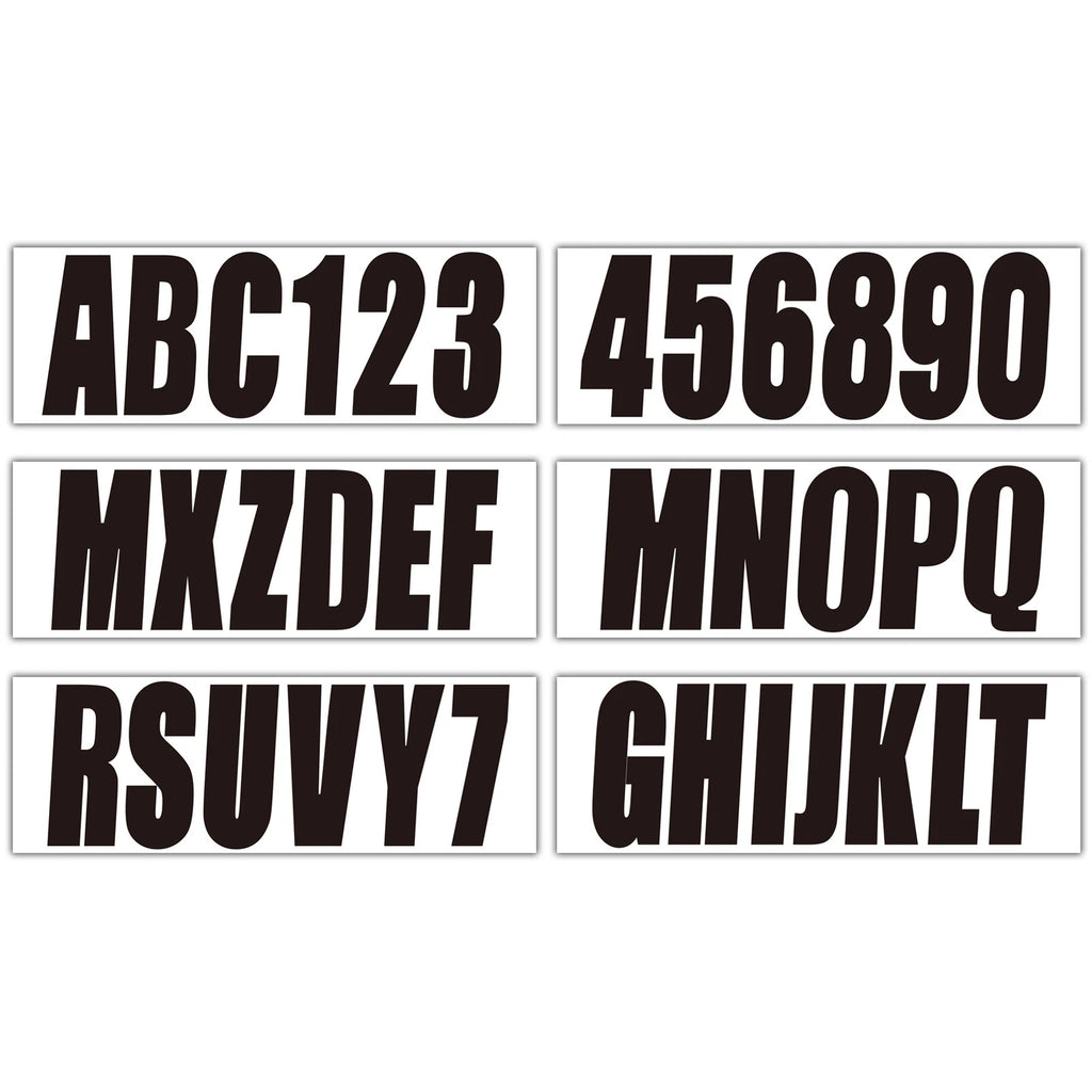 Set of 4 Boat Numbers and Letters Decal Stickers A-Z 0-9 Black 3"