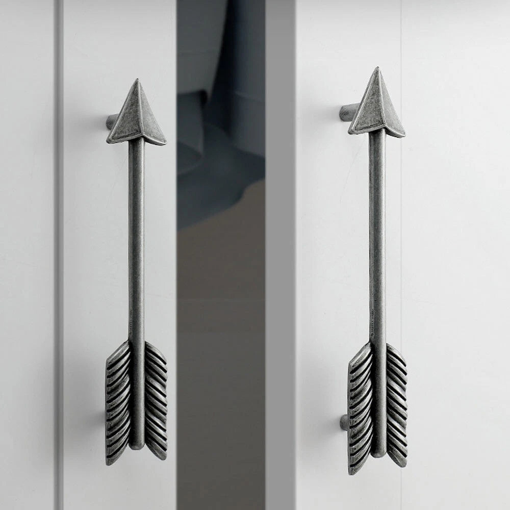 2Pcs Silver Arrow Door Pull Handle for Kitchen Cabinet (Universal)