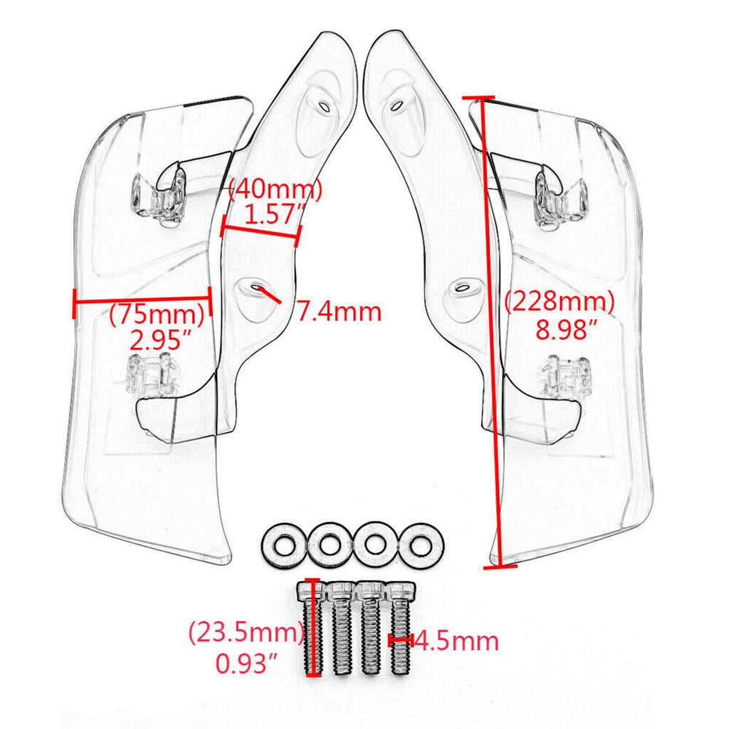 Adjustable Upper Fairing Side Wind Air Deflector for Road Glide (2015–2020) Black T9