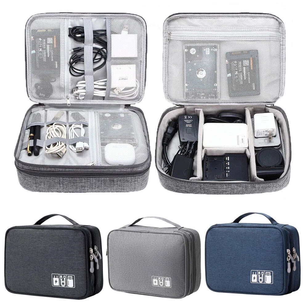 Portable Electronic USB Organizer Travel Cable Storage Bag Case