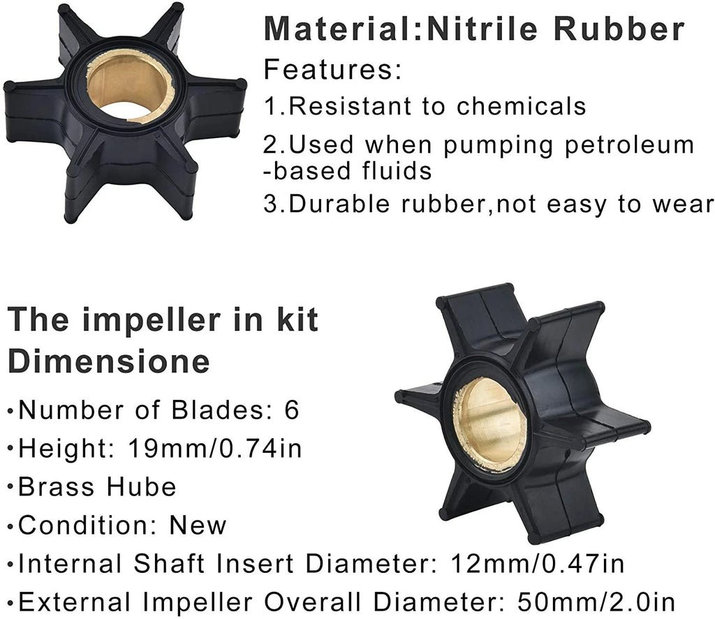 Water Pump Impeller Kit for Evinrude Johnson 20-35 HP Outboard (Replaces 393630)