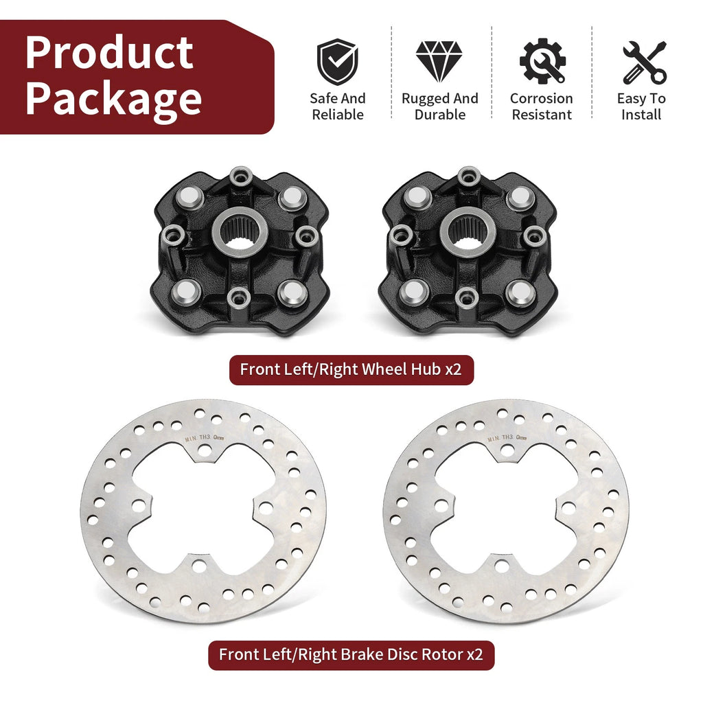 Set of 2 Wheel Hubs & Brake Discs for Honda Foreman Rubicon 500 (2015–2019)