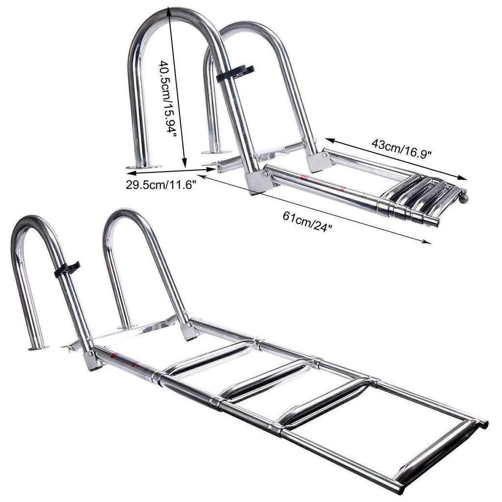 4 Step Telescoping Stainless Steel Boat Ladder for Marine Dock Yacht