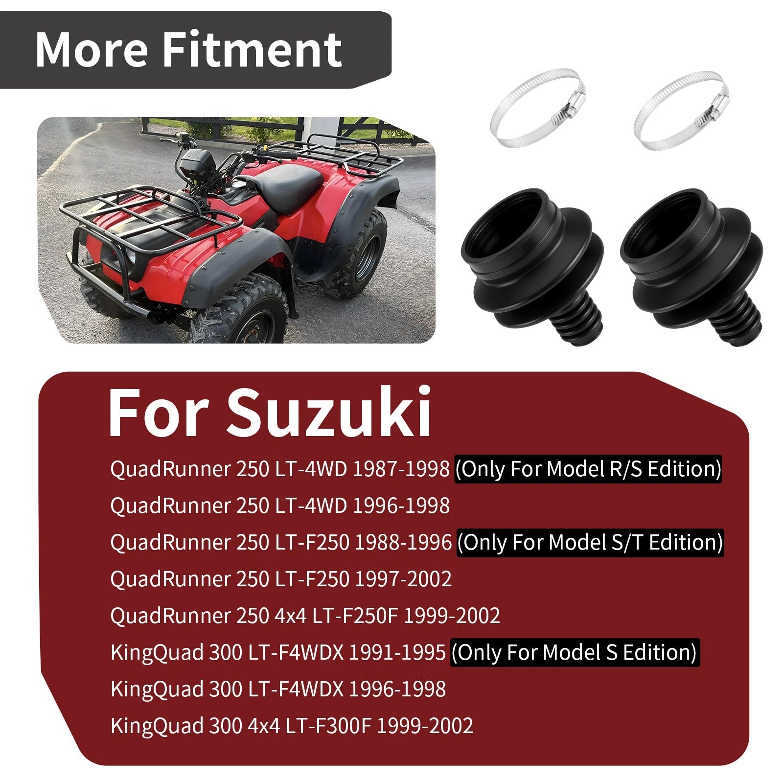 Drive Shaft Universal Boot Set of 2 for Suzuki King Quad 300 (2003–2008)