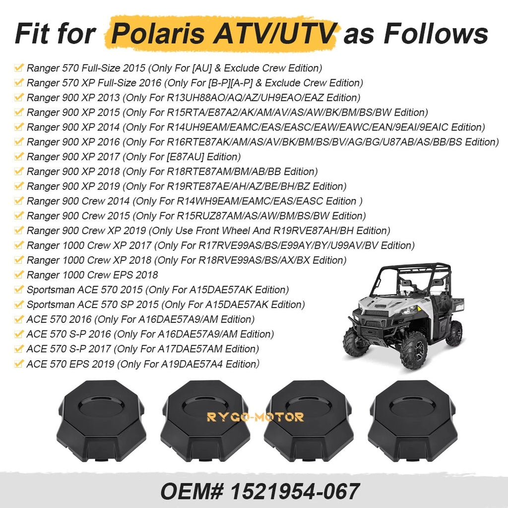 4X Wheel Rim Caps for Polaris Sportsman ACE 570 (2015–2017, 2019)