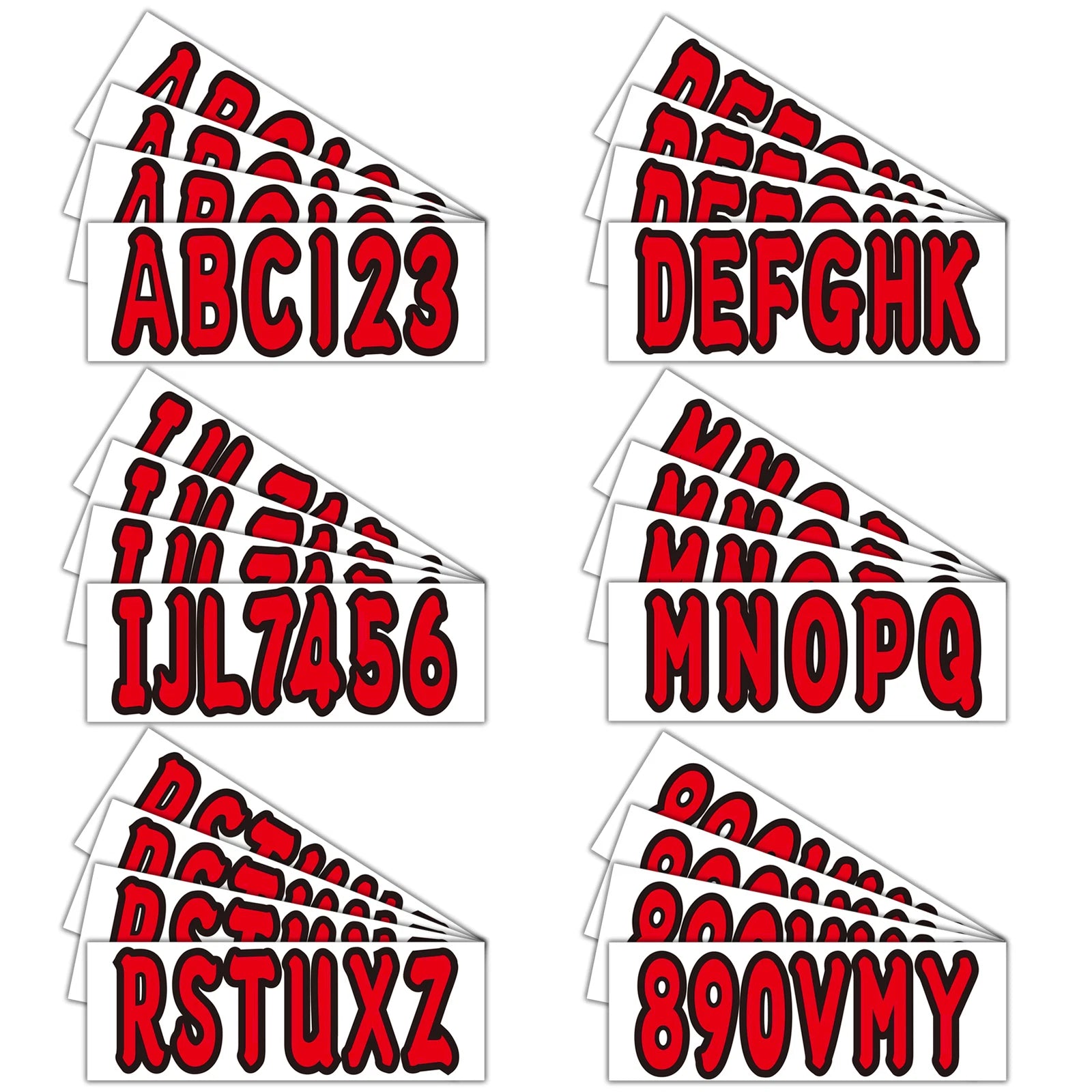 Set of 4 Boat Numbers and Letters Decal Stickers A-Z 0-9 Red