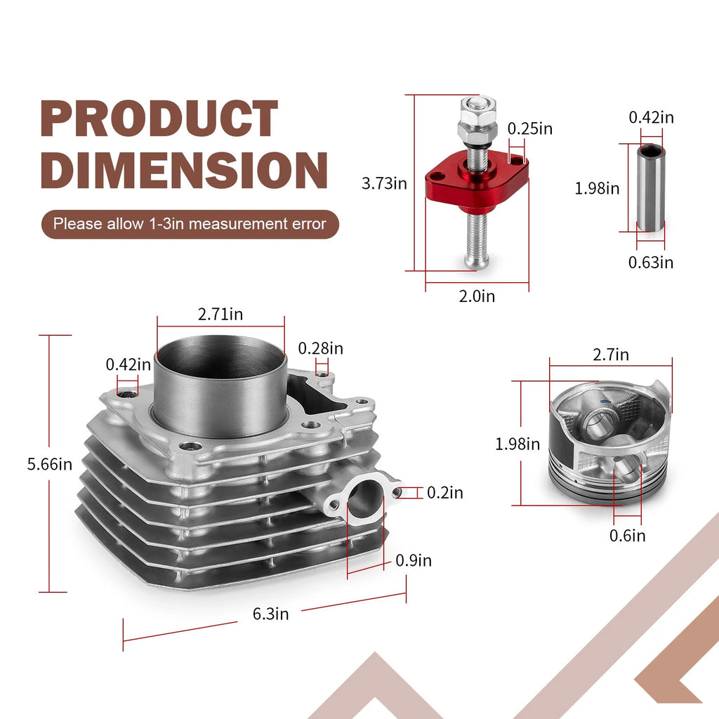 Cylinder, Gasket, Tensioner & STD Piston Kit for Kawasaki Bayou 250 (2003–2011)