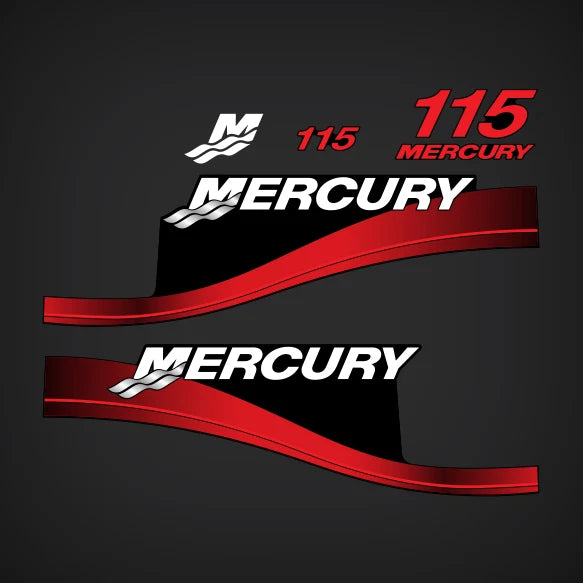 Outboard Motor Decals for Mercury 115hp (with M Domed Sticker Red)