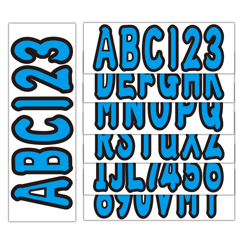 Set of 4 Boat Registration Decals A-Z & 0-9 Blue