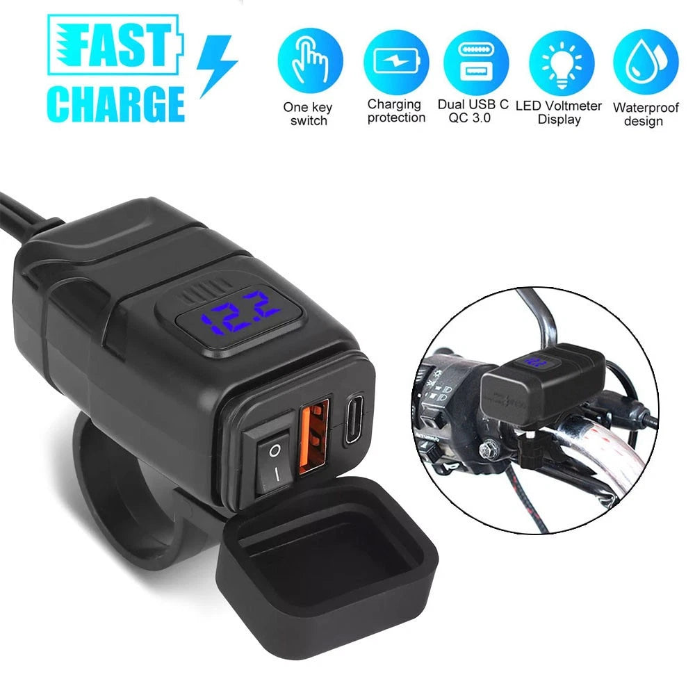 Dual USB Fast Charger Adapter for Motorcycle (Universal)