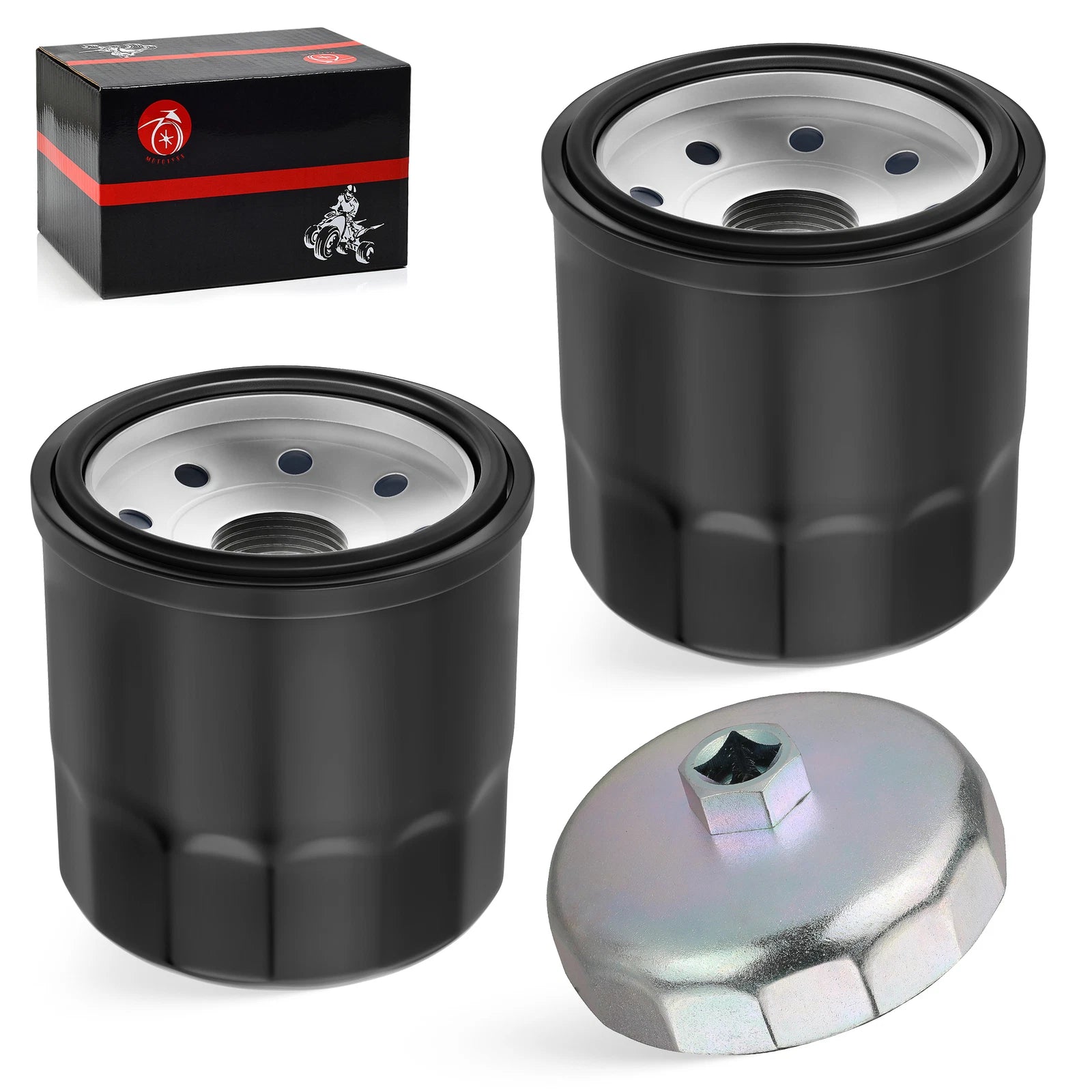 2 Oil Filters & Wrench Tool for Kawasaki KAF450 KAF540 Mule 1000 (2010–2030)