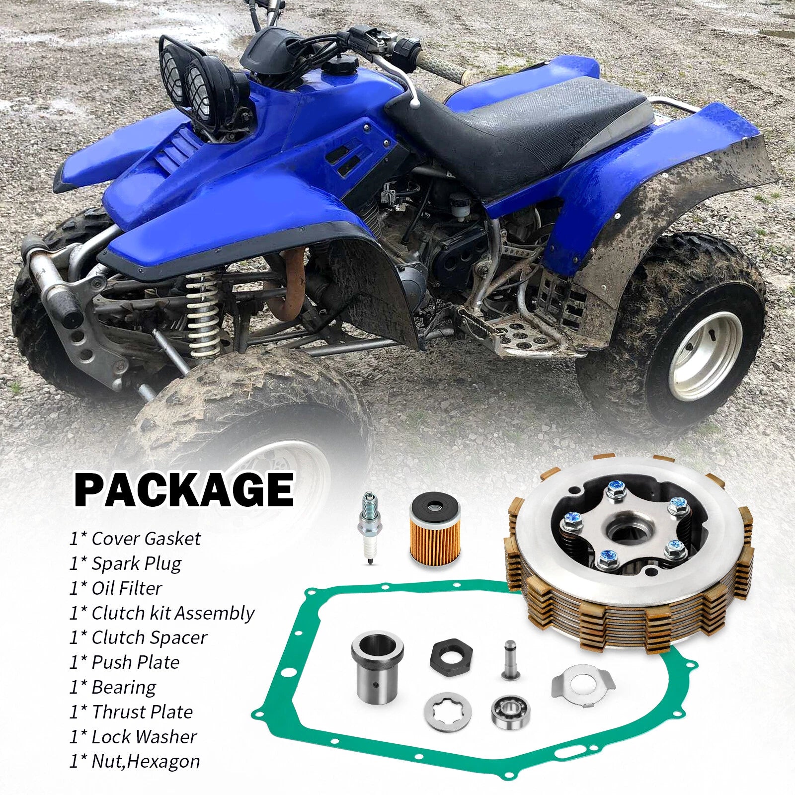 Complete Heavy Duty Clutch Assembly & Gasket for Yamaha Warrior 350 (1987–2004)