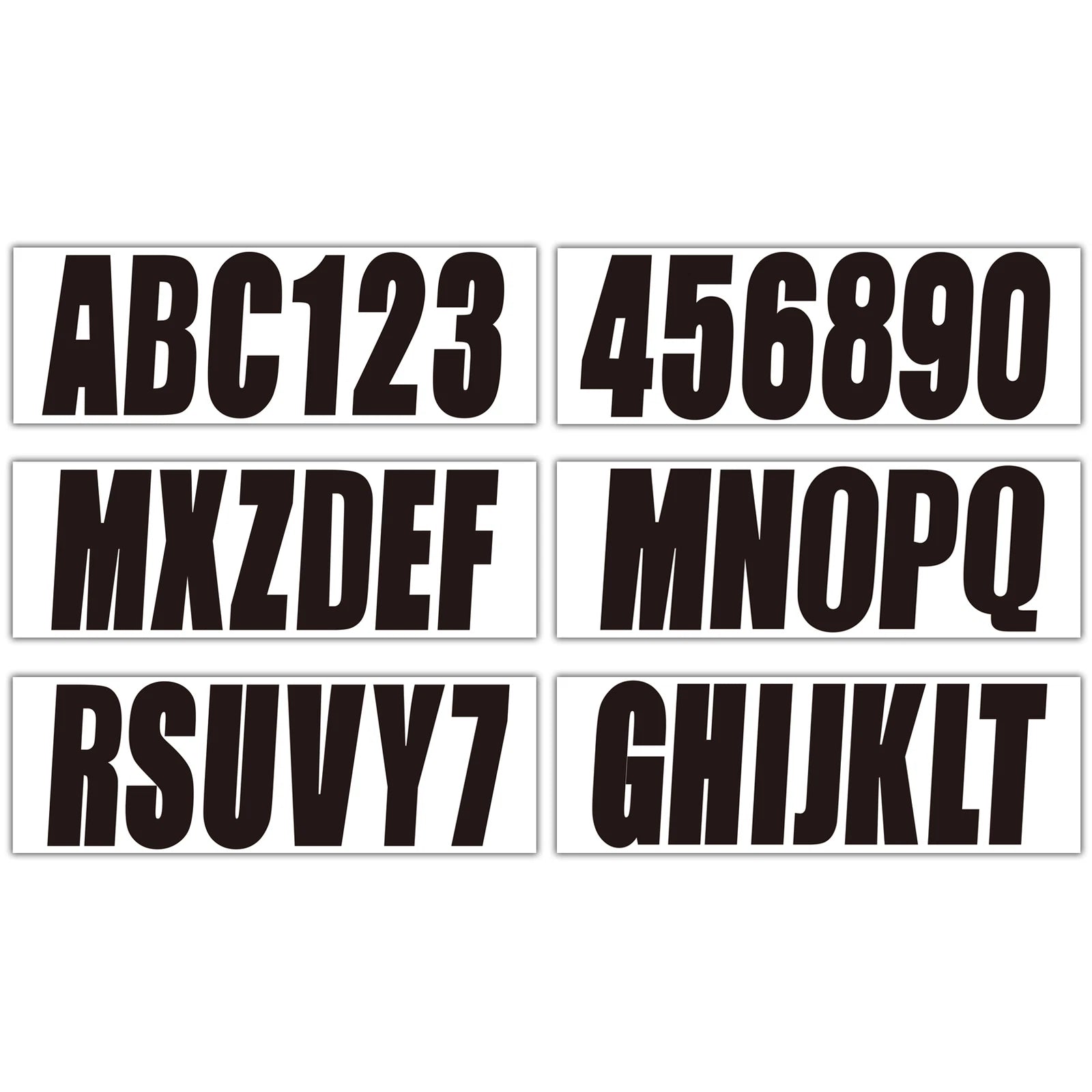 Set of 4 Decal A-Z & 0-9 Registration Stickers for Boat Black