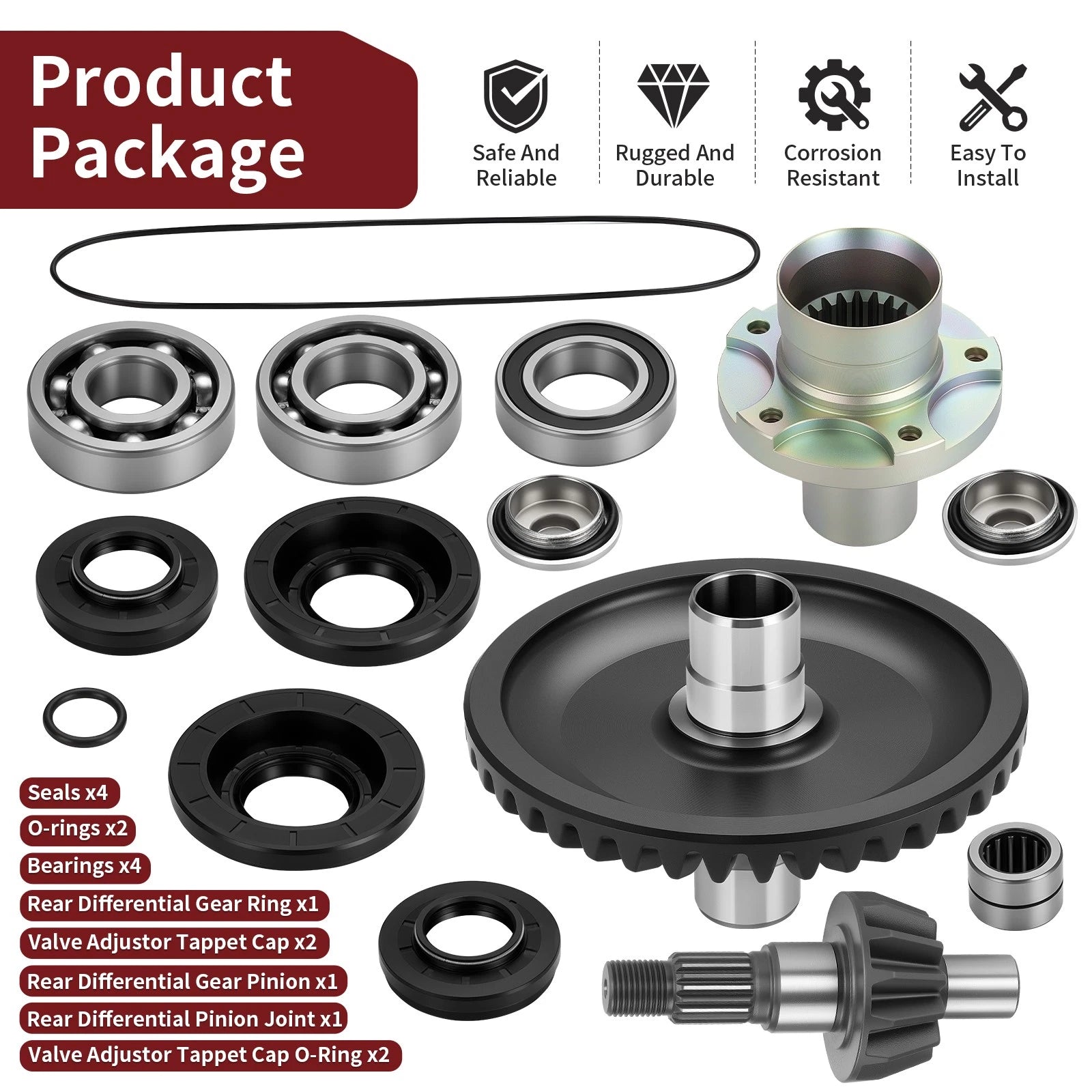 Rear Differential Gear Ring Pinion Joint Kit for Honda TRX680FA Rincon (2006–2023)