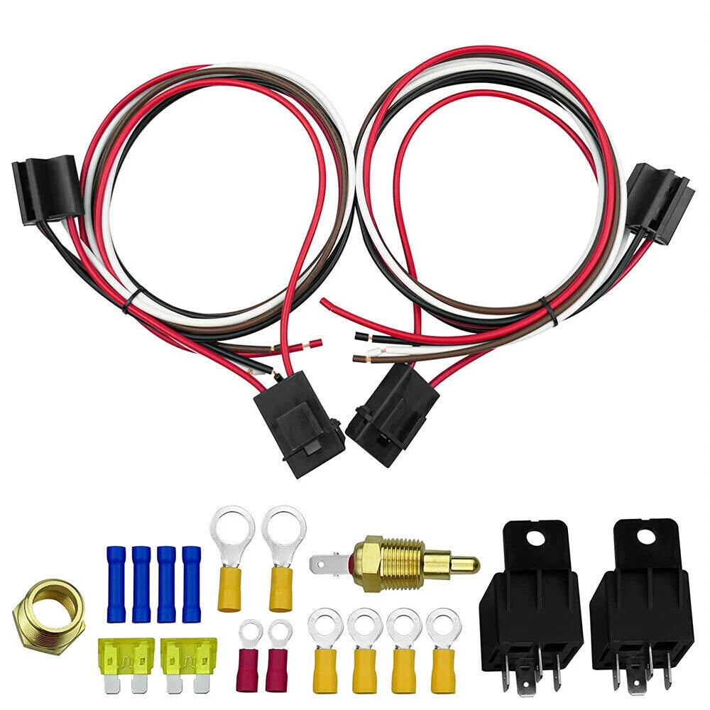 Dual Electric Fan Relay Wiring Harness Kit for Universal Applications (175-185)