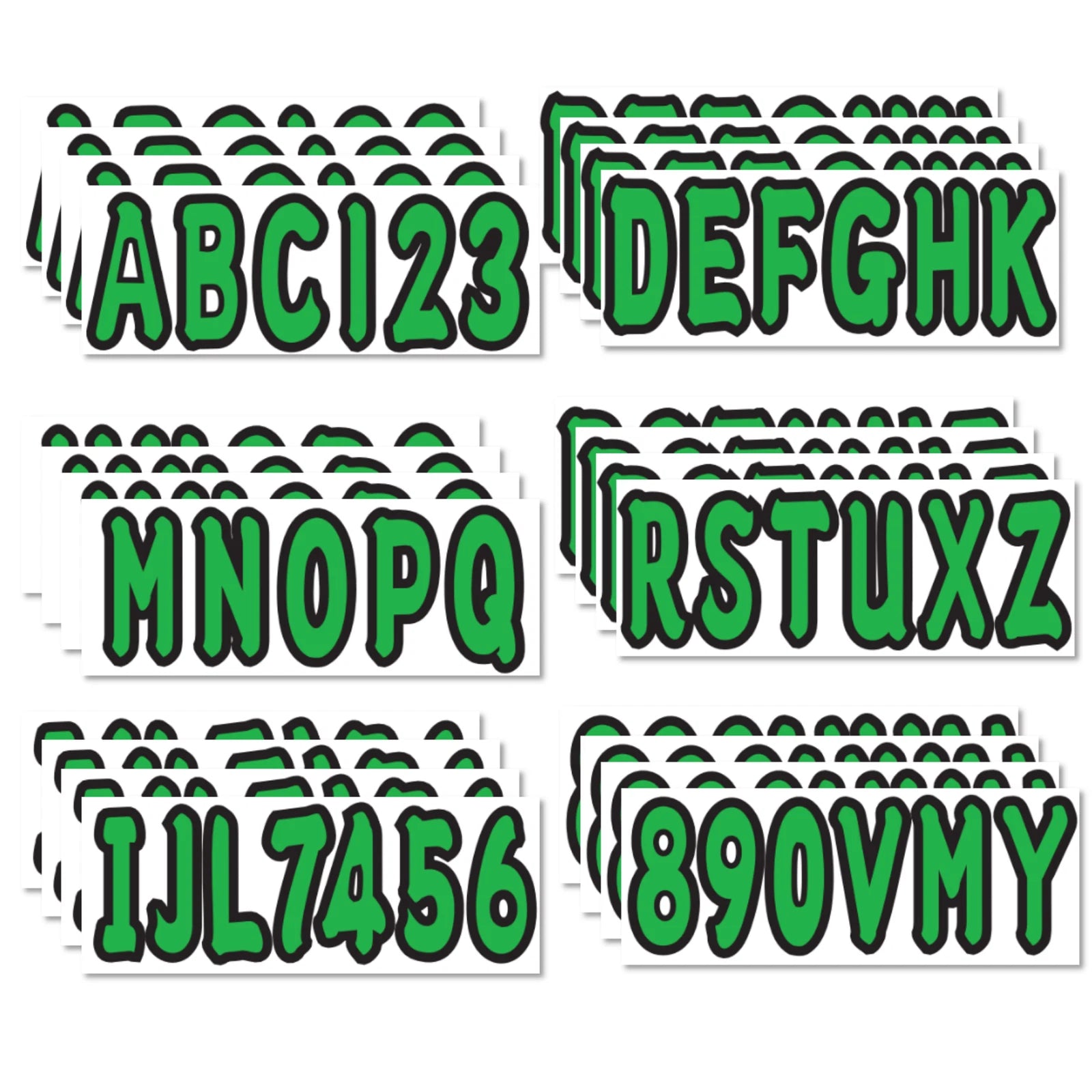 Green Sticker Decals A-Z Letters & 0-9 Numbers for Boat (Universal)