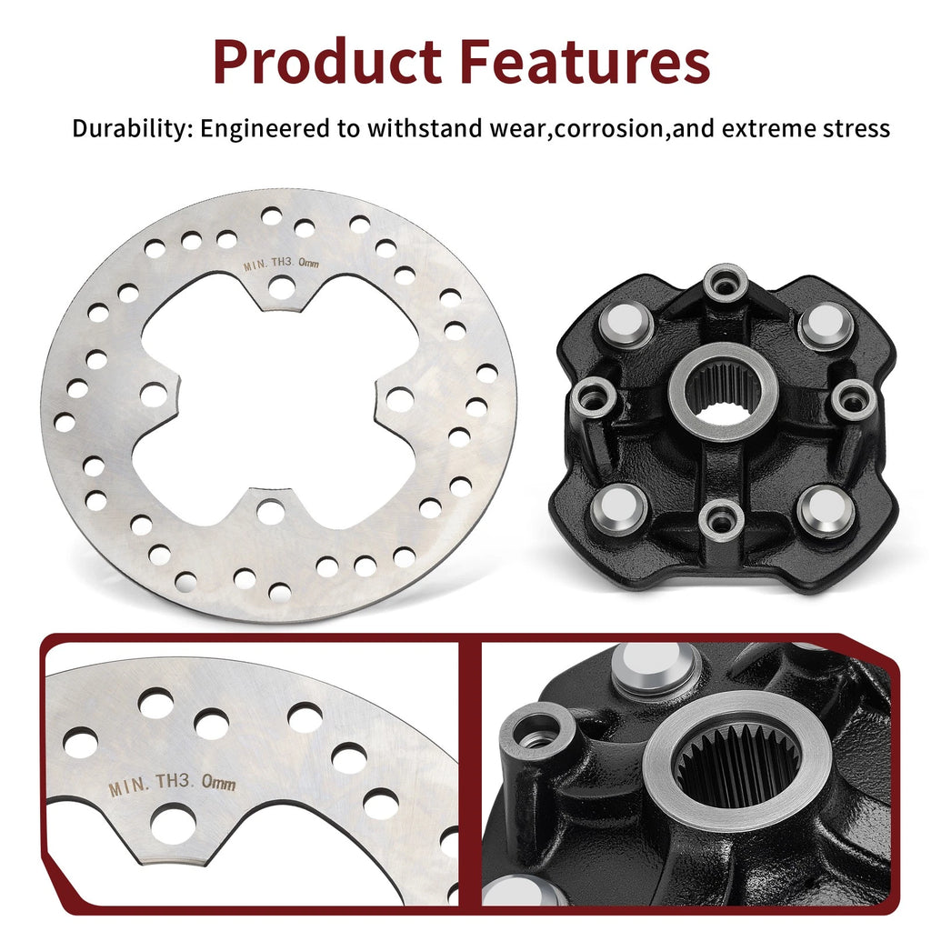 Front Left or Right Wheel Hub + Brake Disc Rotor for Honda Rancher 420 (2014–2024)