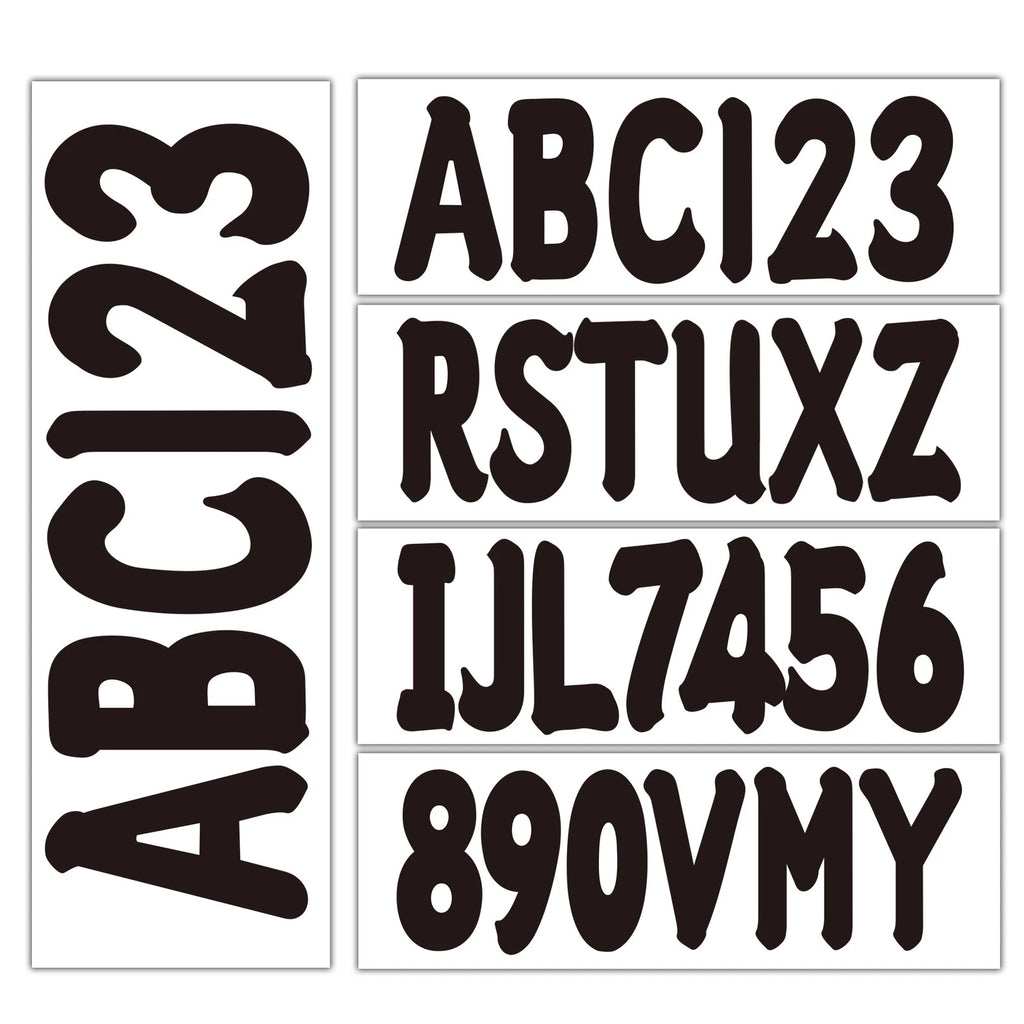Set of 4 Boat Registration Number Decals A-Z & 0-9 Black