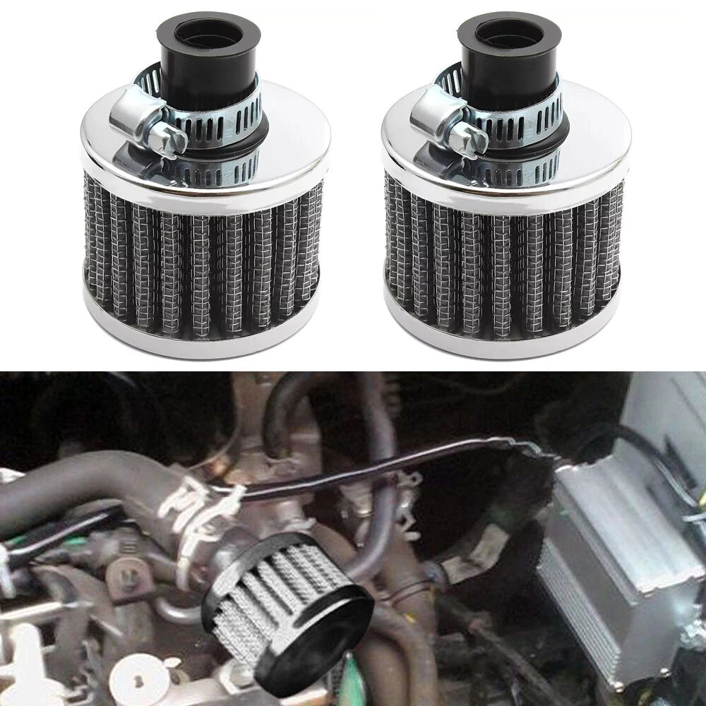 2Pcs Mini Air Intake Filter for Turbo Vent Crankcase Valve Cover