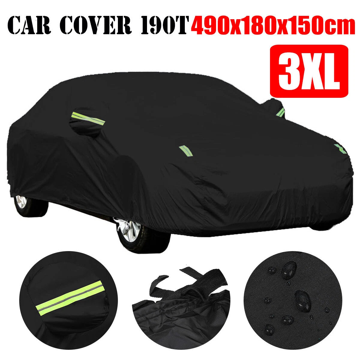 Waterproof Full Car Cover for Sedan (193x71x59in) All Weather Protection