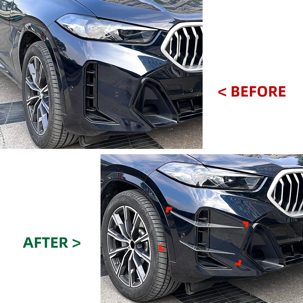 4Pcs Gloss Black Front Bumper Side Fender Splitter Fin for BMW X6 (2023–2023)