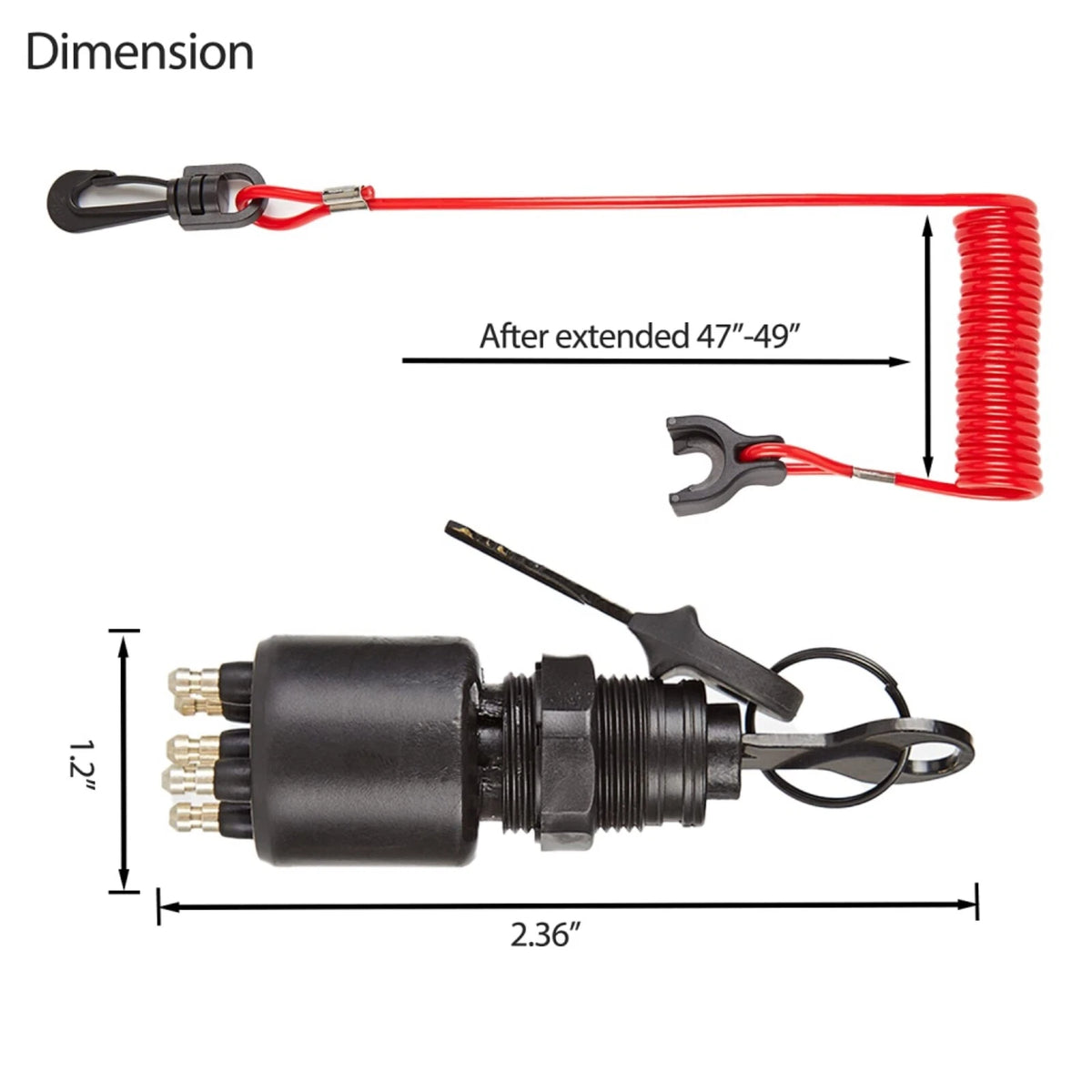 Ignition Switch Key & Lanyard Assembly for OMC Johnson Evinrude (1970–2000)