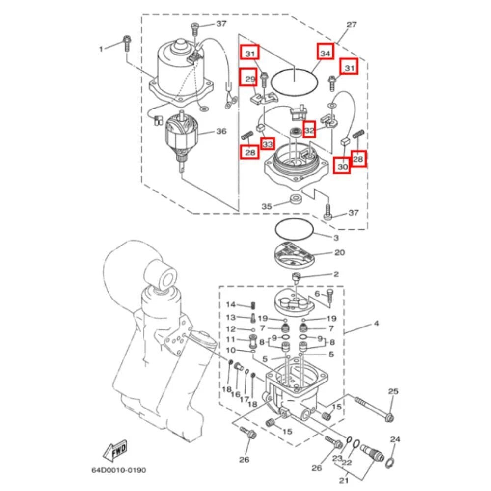 Carbon Brush Set for Yamaha 115-225 HP (64E-43892, 64E-43891)