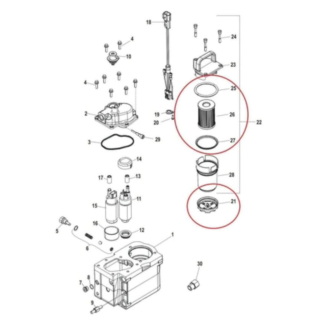 Cool Fuel Filter for Mercury MerCruiser Alpha Bravo (Gen 3) 8M0204703 35-892665