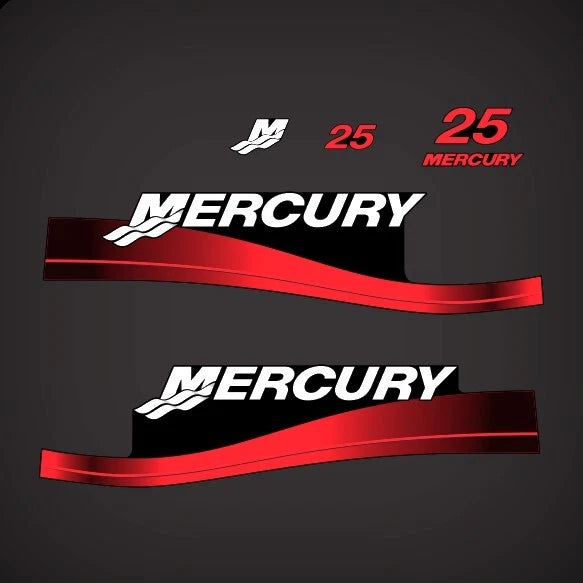 Outboard Motor Decals for Mercury 25hp (Top Cover, M Domed Sticker)