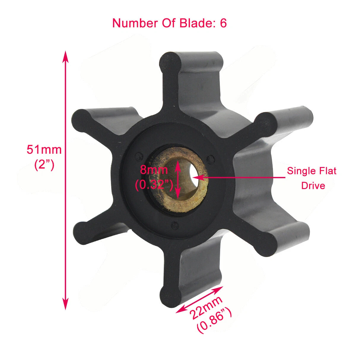 Replacement Pump Impeller for F4 (Replaces Jabsco 6303-0003, Johnson 09-824P-9)