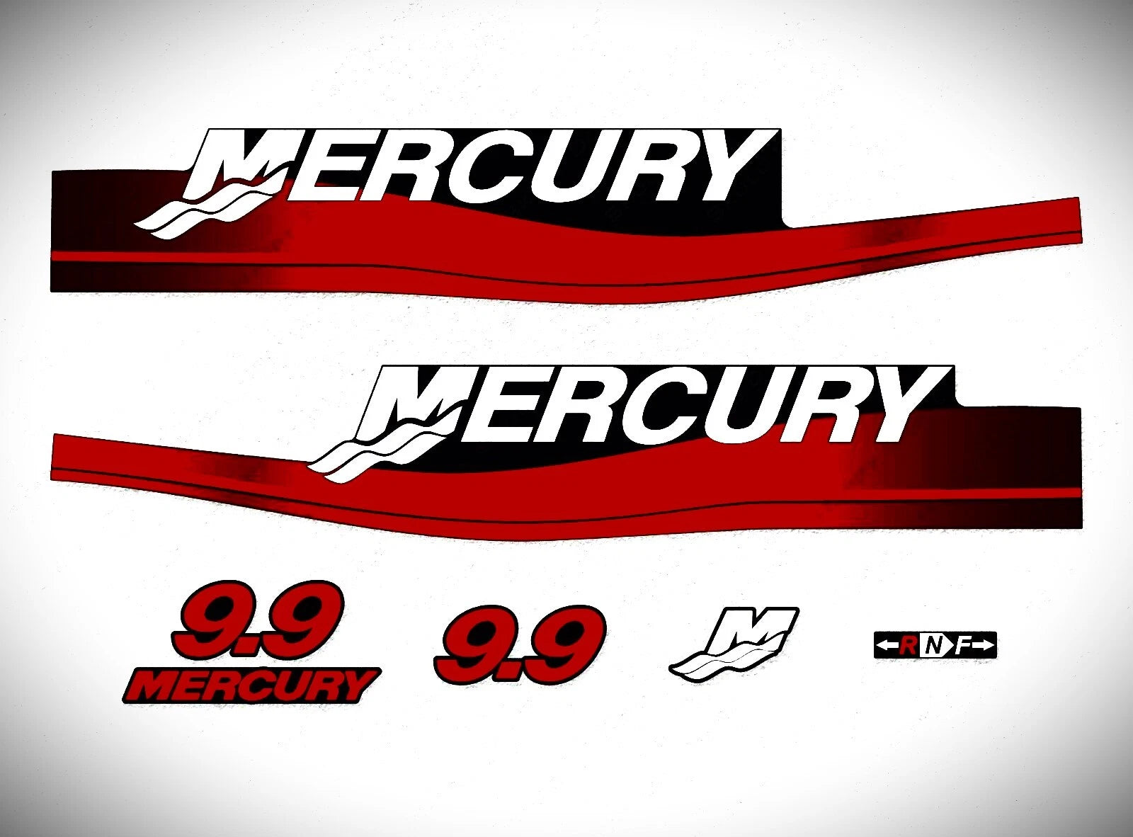 Set of 2 Decals for Mercury 9.9 hp Outboard (803158A00)