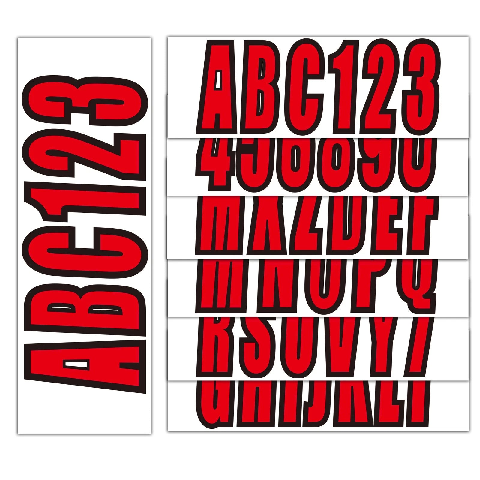 Set of 4 Red 3" Boat Registration Decals A-Z Letters & 0-9 Numbers