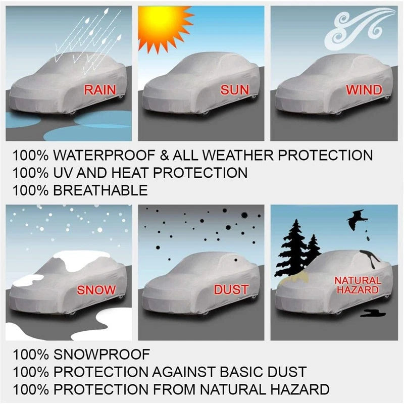Full Car Cover 210T for Universal Fit (Outdoor Waterproof, All Weather)