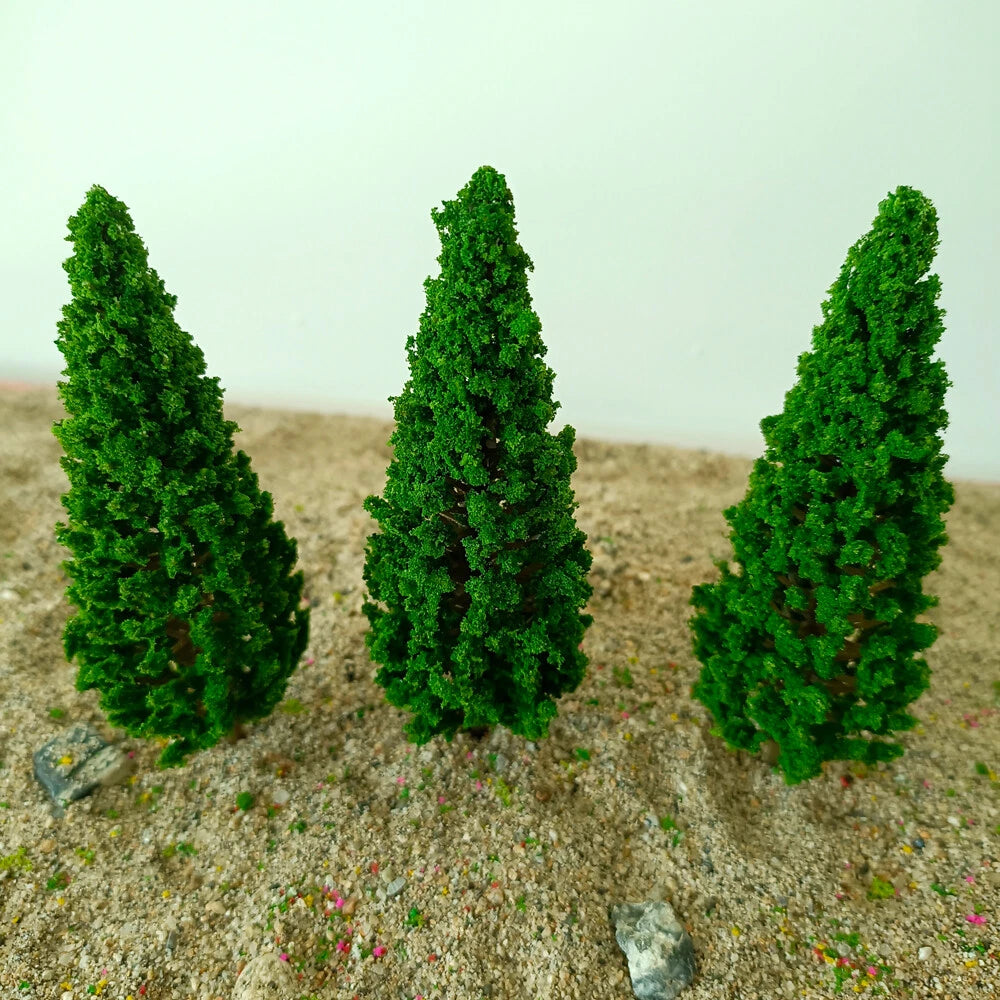 10pc Pine Tree Set for Model Railway Christmas Village Scenery (5.9")