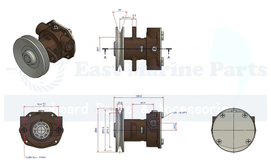 Raw Water Pump for Kohler Generators Powered by Yanmar